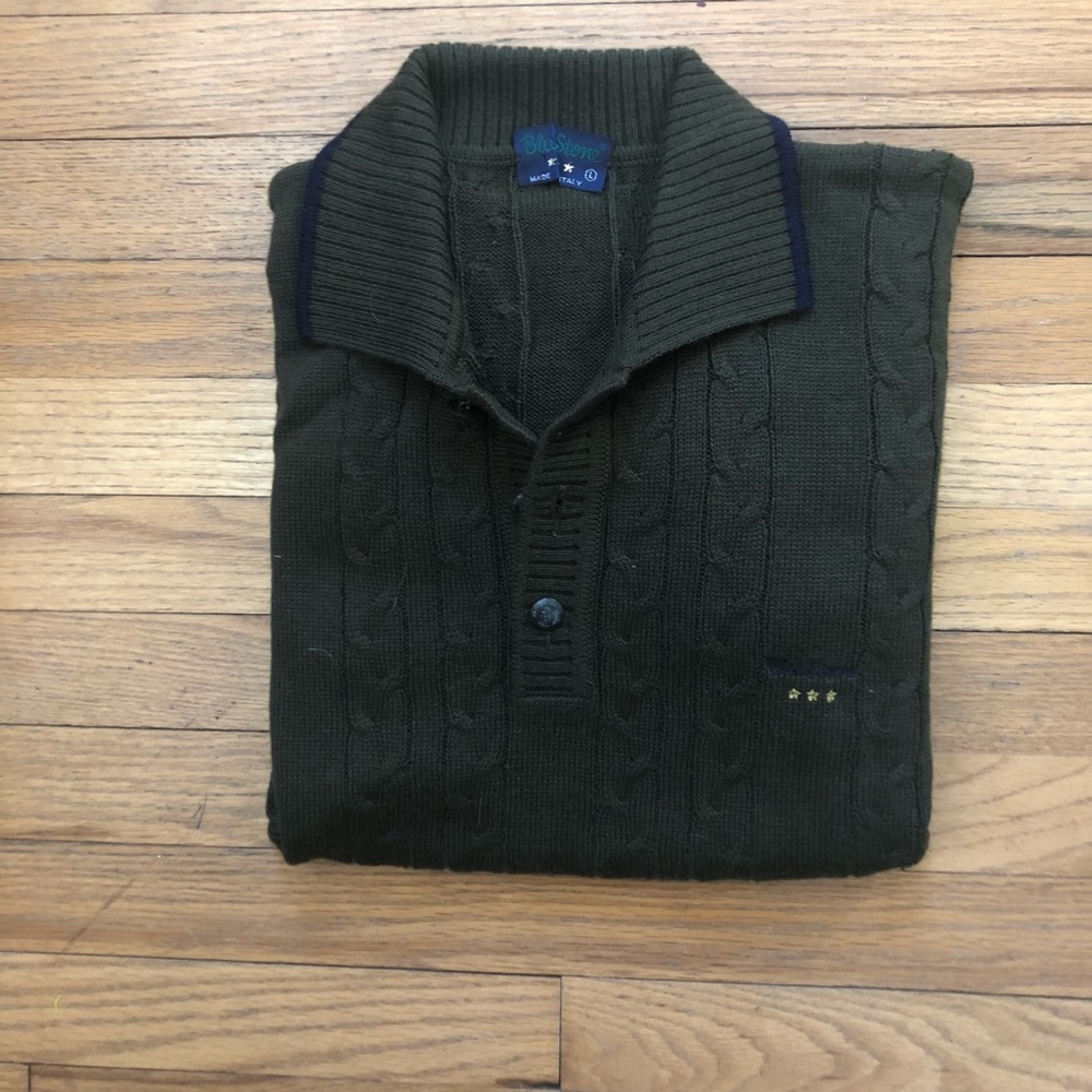 Blustone Italy Green Cable Knit Sweater L